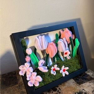 Pink and Green Floral Shadow Box